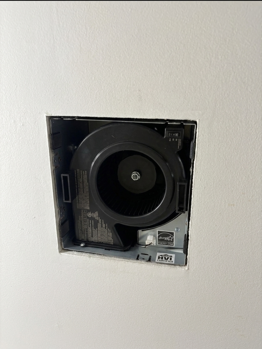New exhaust fan installed after replacement