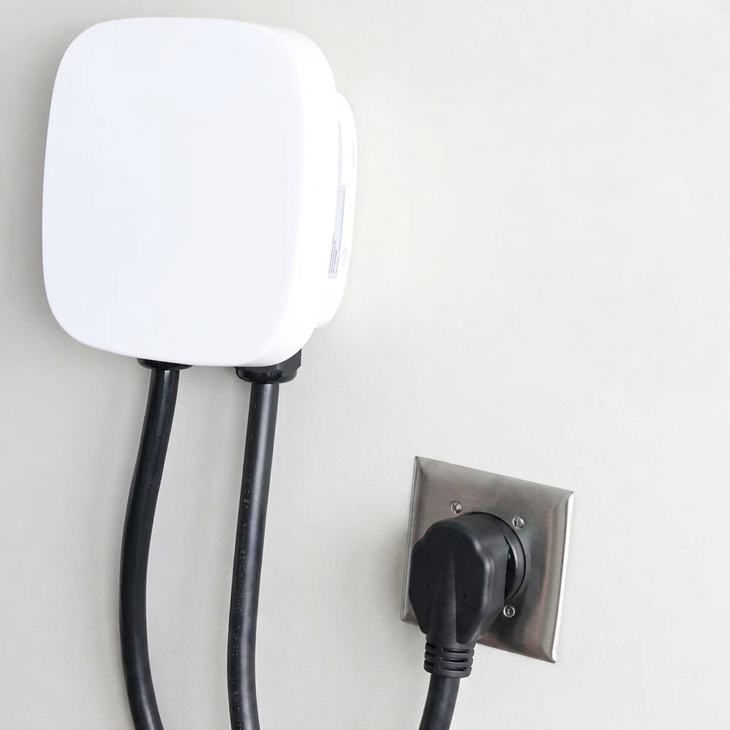 Outlet with plug-in charger installation example