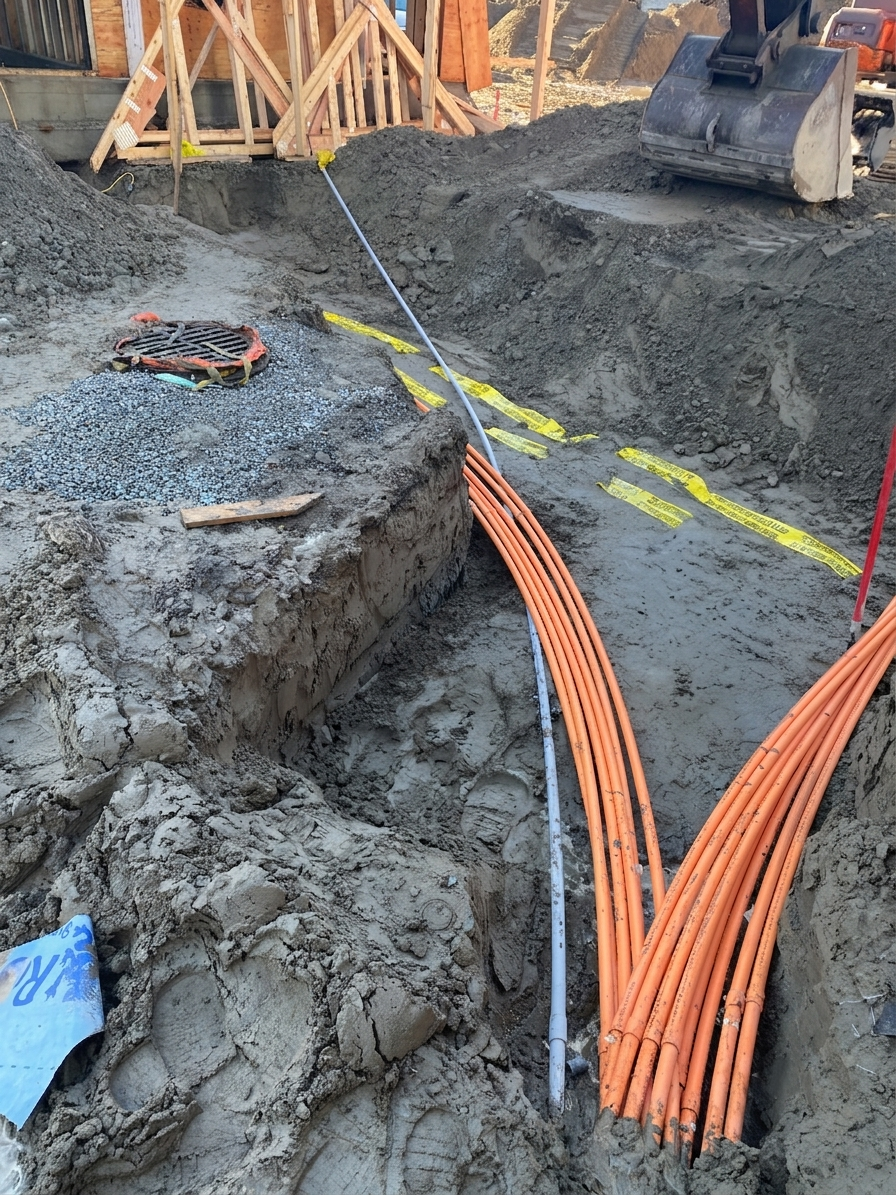 Underground conduit installation new construction — Gubond Electrical