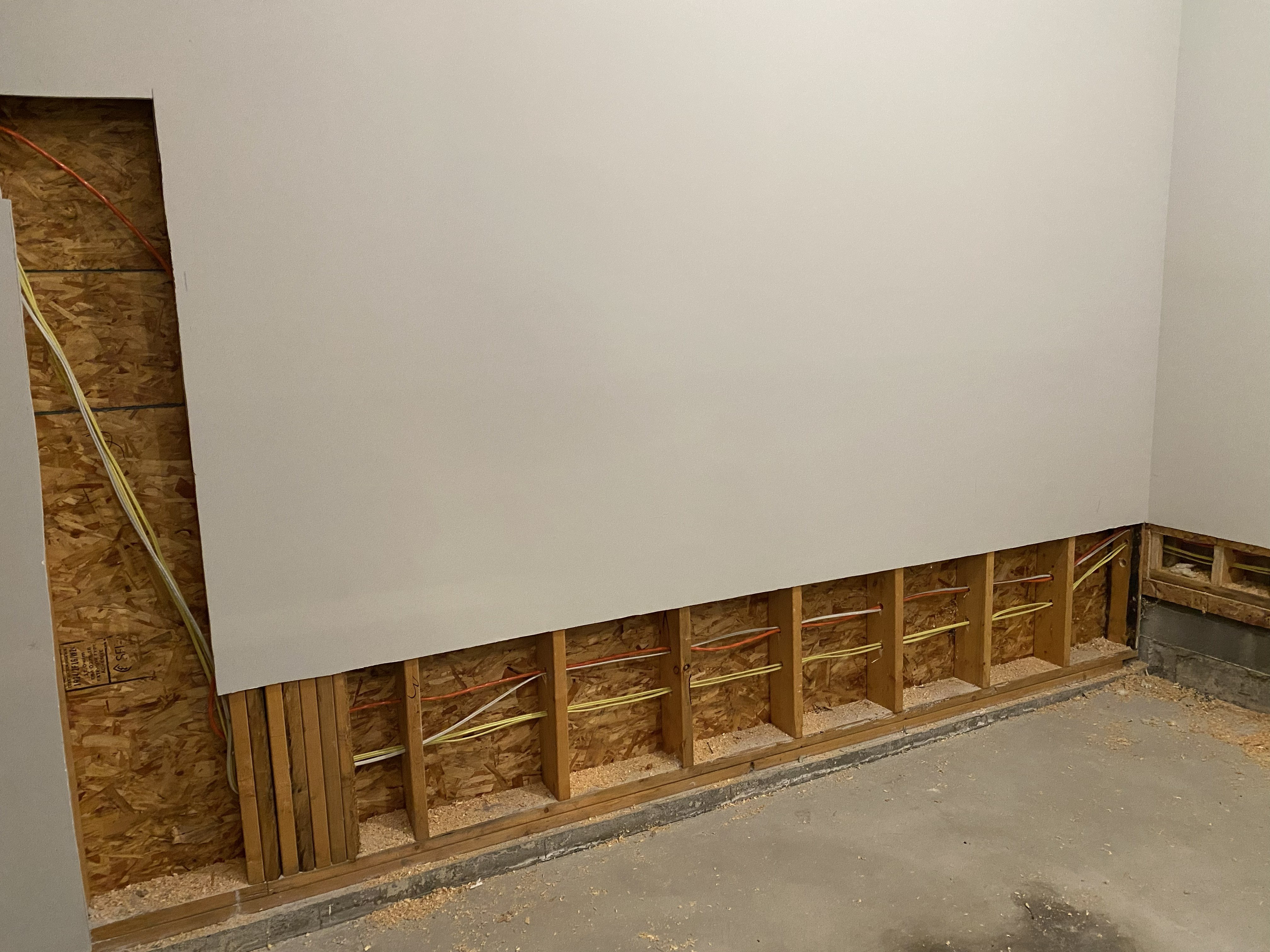 Wall opened for electrical rough-in during renovation — Gubond Electrical